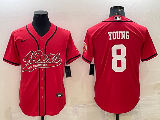 Men's San Francisco 49ers Steve Young Red Game Jersey Joint Edition