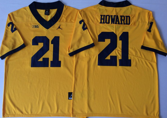 Men's Michigan Wolverines Desmond Howard #21 Yellow Alumni Player Game Jersey