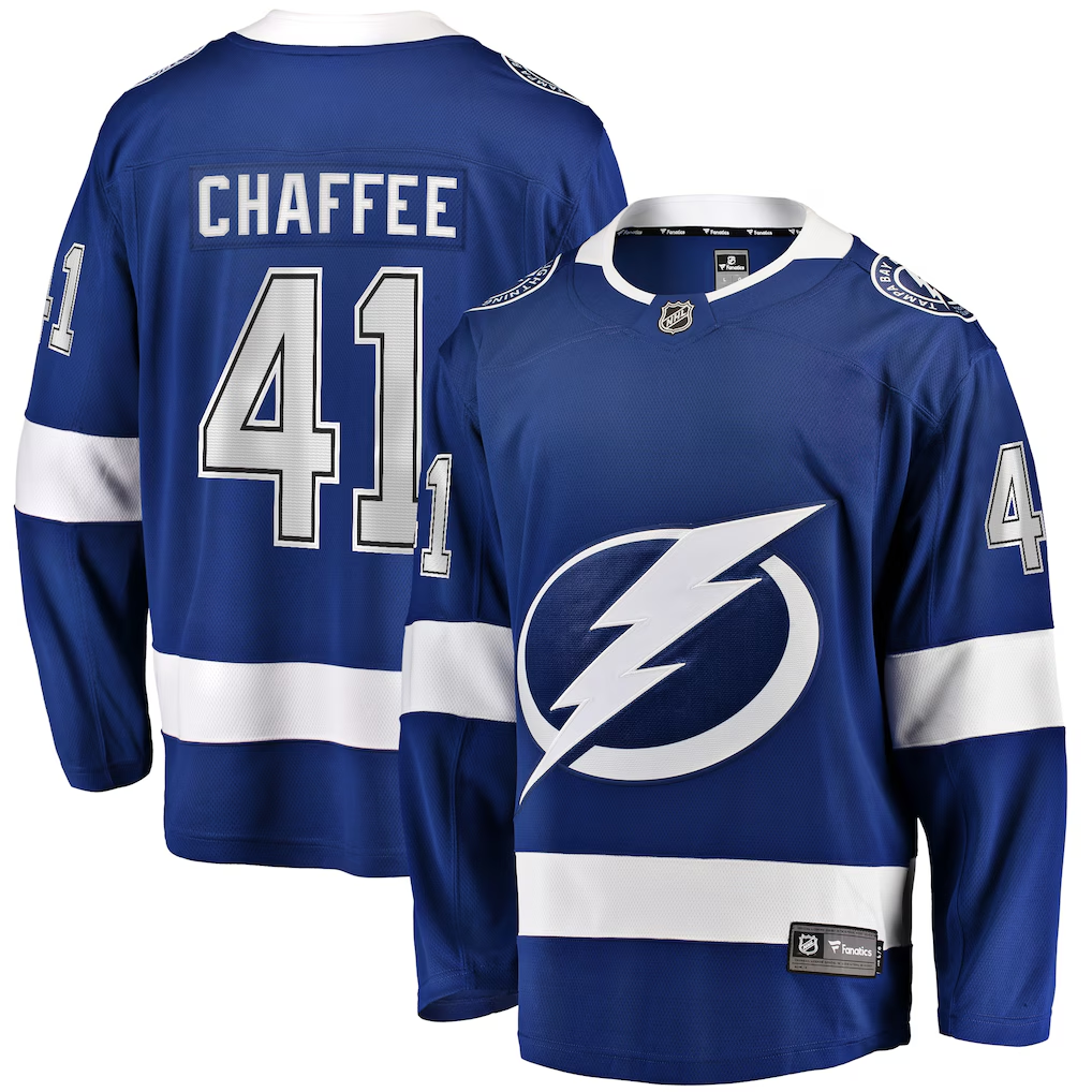 Men's Tampa Bay Lightning Mitchell Chaffee Fanatics Blue Home Breakaway Player Jersey