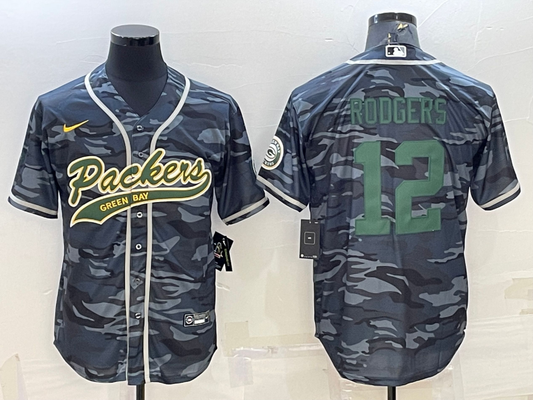 Men's Green Bay Packers Aaron Rodgers Grey camouflage Game Player Jersey Joint Edition