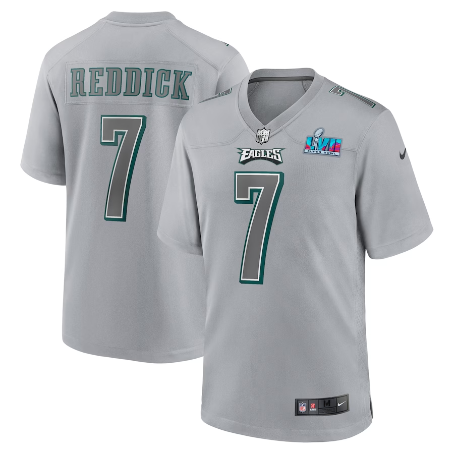 Men's Philadelphia Eagles Haason Reddick Gray Super Bowl LVII Patch Atmosphere Fashion Game Jersey