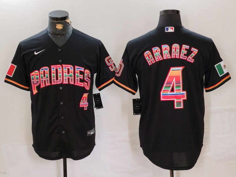 Men's San Diego Padres Luis Arraez #4 Black Player Game Jersey1