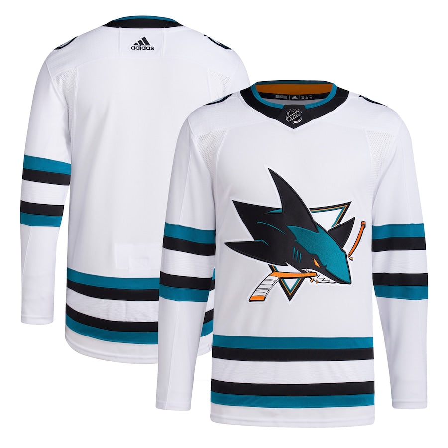 Men's San Jose Sharks  White Away Primegreen Authentic Jersey