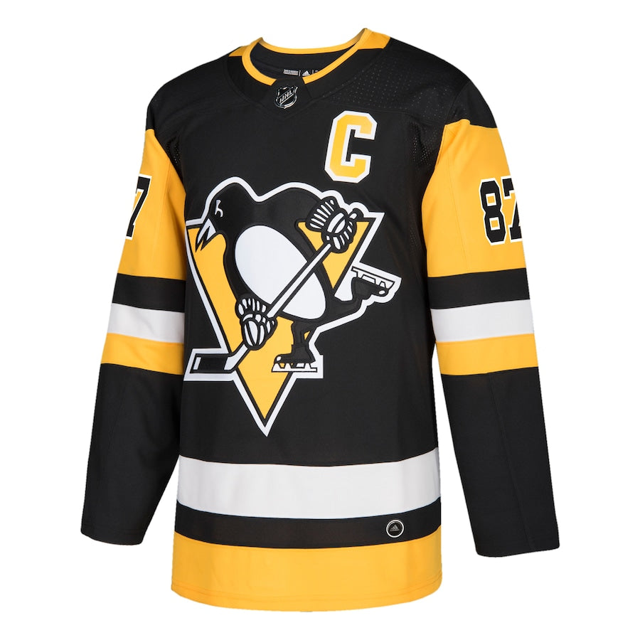 Men's Pittsburgh Penguins Sidney Crosby  Captain Patch Black Authentic Player Jersey