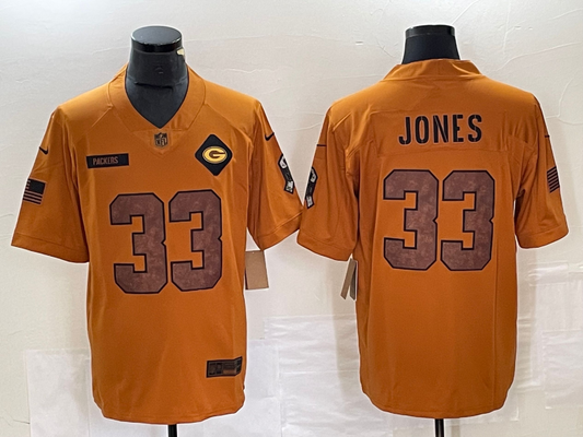 Men's Green Bay Packers Aaron Jones Brown 2023 Salute To Service Retired Player Limited Jersey