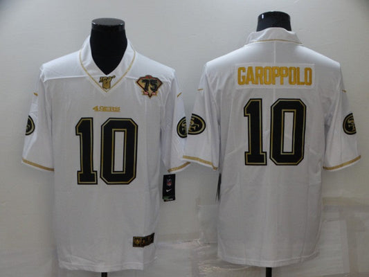Men's San Francisco 49ers Jimmy Garoppolo #10 White 75th Anniversary Game Jersey1