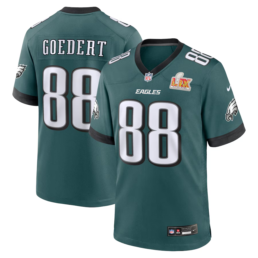 Men's Philadelphia Eagles Dallas Goedert  Midnight Green Super Bowl LIX Game Jersey