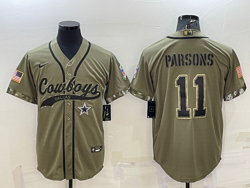 Men's Dallas Cowboys Micah Parsons Olive 2022 Salute To Service Limited Jersey Joint Edition