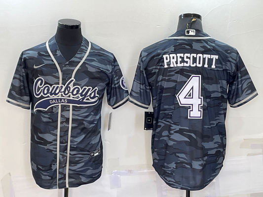 Men's Dallas Cowboys Dak Prescott Grey Camouflage Player Jersey Joint Edition