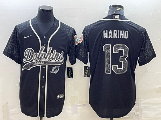 Men's Miami Dolphins Dan Marino Black RFLCTV Limited Jersey Joint Edition
