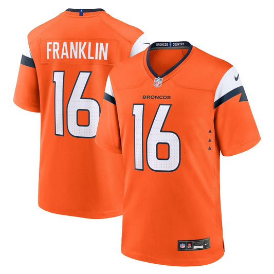 Troy Franklin Denver Broncos  Team Game Jersey -  Orange