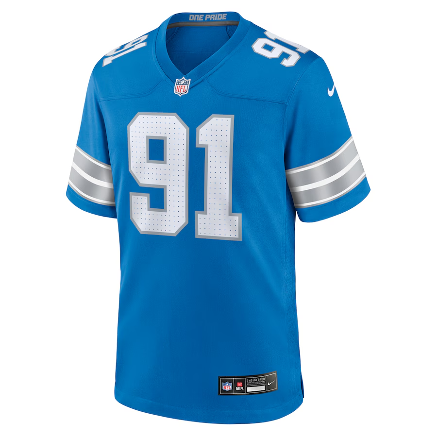 Men's Detroit Lions Tyleik Williams  Blue 2025 NFL Draft First Round Pick Game Jersey