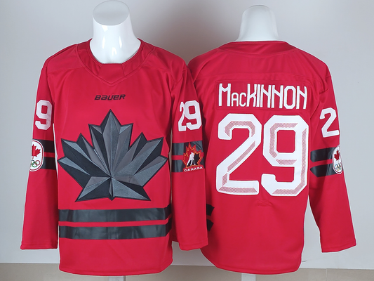 Men's Canada Hockey Nathan MacKinnon #29 Red 2026 Winter Olympics Jersey