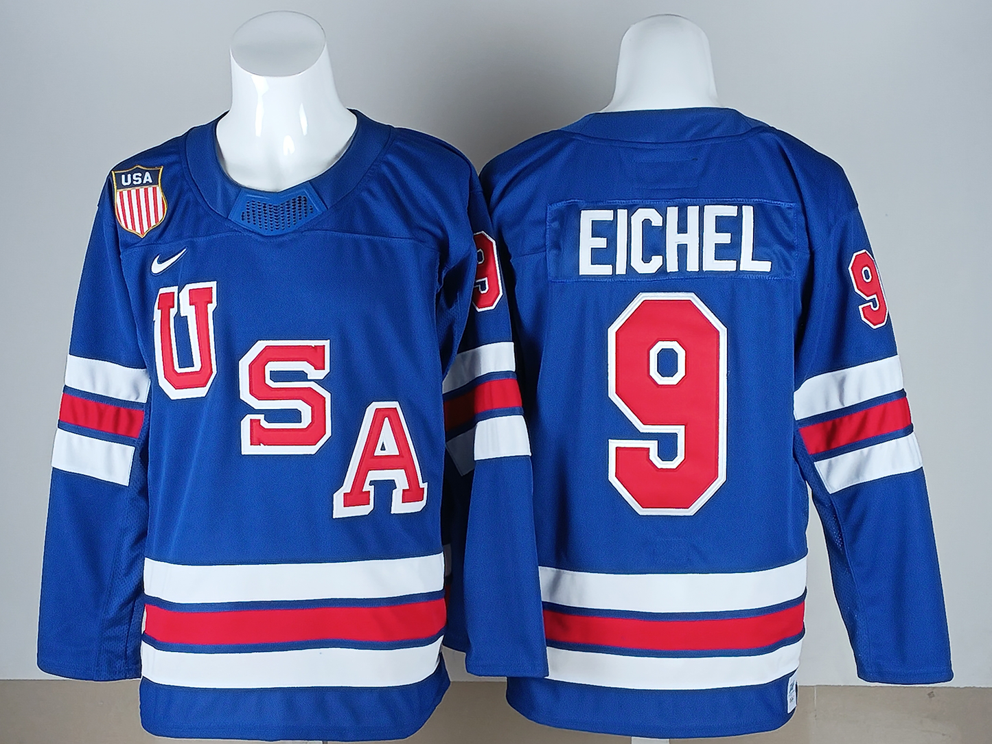 Men's United States Hockey Jack Eichel #9 Royal 2026 Winter Olympics Jersey