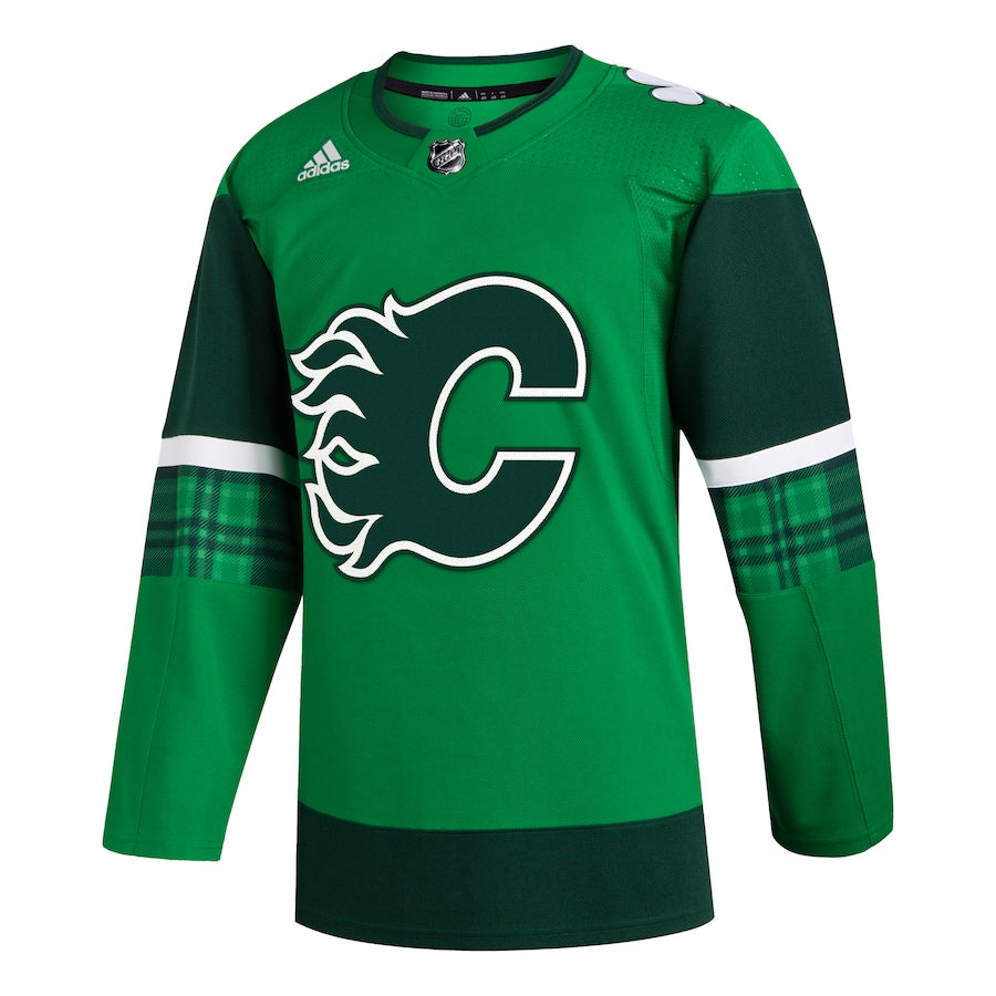 Custom Calgary Flames   2023 St. Patrick's Day Primegreen  Jersey - Kelly Green