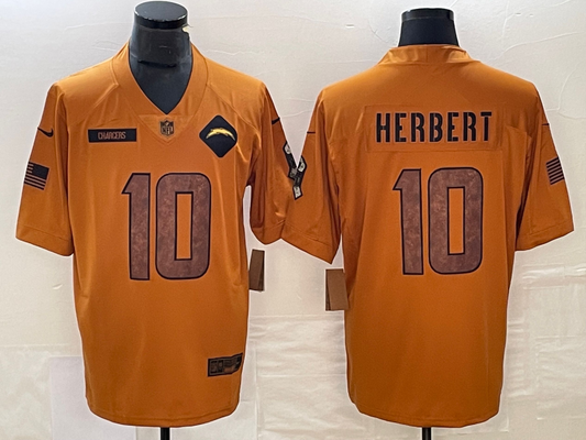 Men's Los Angeles Chargers Justin Herbert Brown 2023 Salute To Service Limited Jersey