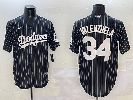 Men's Los Angeles Dodgers Fernando Valenzuela #34 Black Alternate Limited Player Jersey1