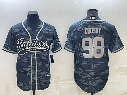 Men's Las Vegas Raiders Maxx Crosby Grey Camouflage Game Jersey Joint Edition