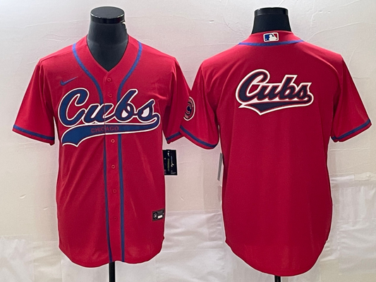 Men's Chicago Cubs1 Red Replica Player Jersey