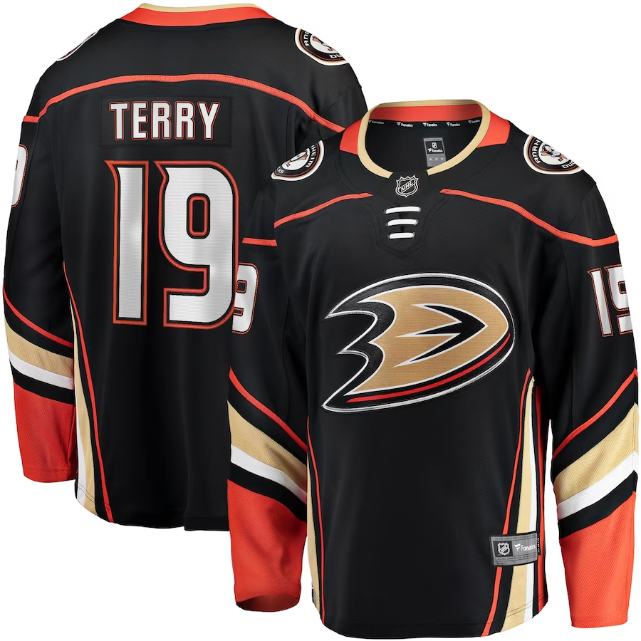 Men's Anaheim Ducks Troy Terry Black Home Team Breakaway Player Jersey