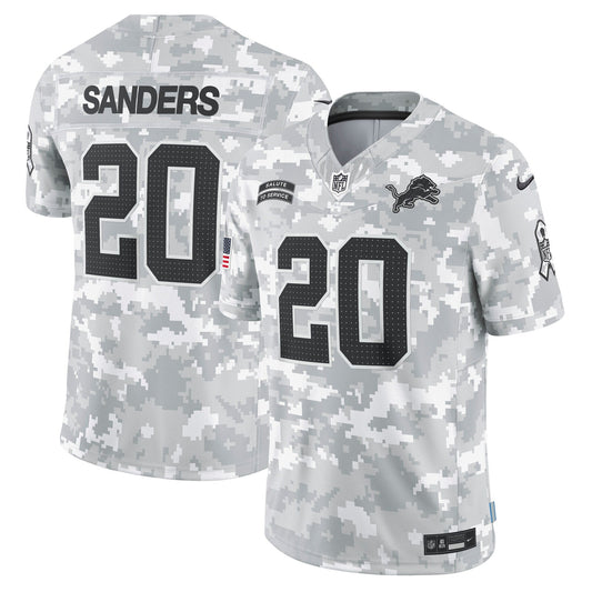 Barry Sanders Detroit Lions  2024 Salute to Service Retired   Limited Jersey - Arctic Camo