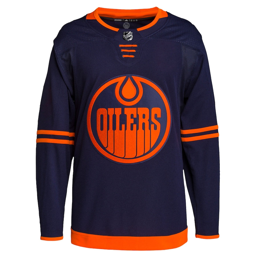 Custom Edmonton Oilers Men's Alternate Primegreen Blank Jersey - Navy