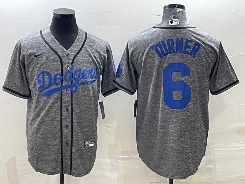 Men's Los Angeles Dodgers Trea Turner  Gray Alternate Replica Team Jersey1