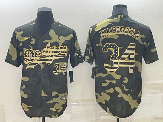 Men's Los Angeles Dodgers Fernando Valenzuela Camouflage Replica Baseball Jersey
