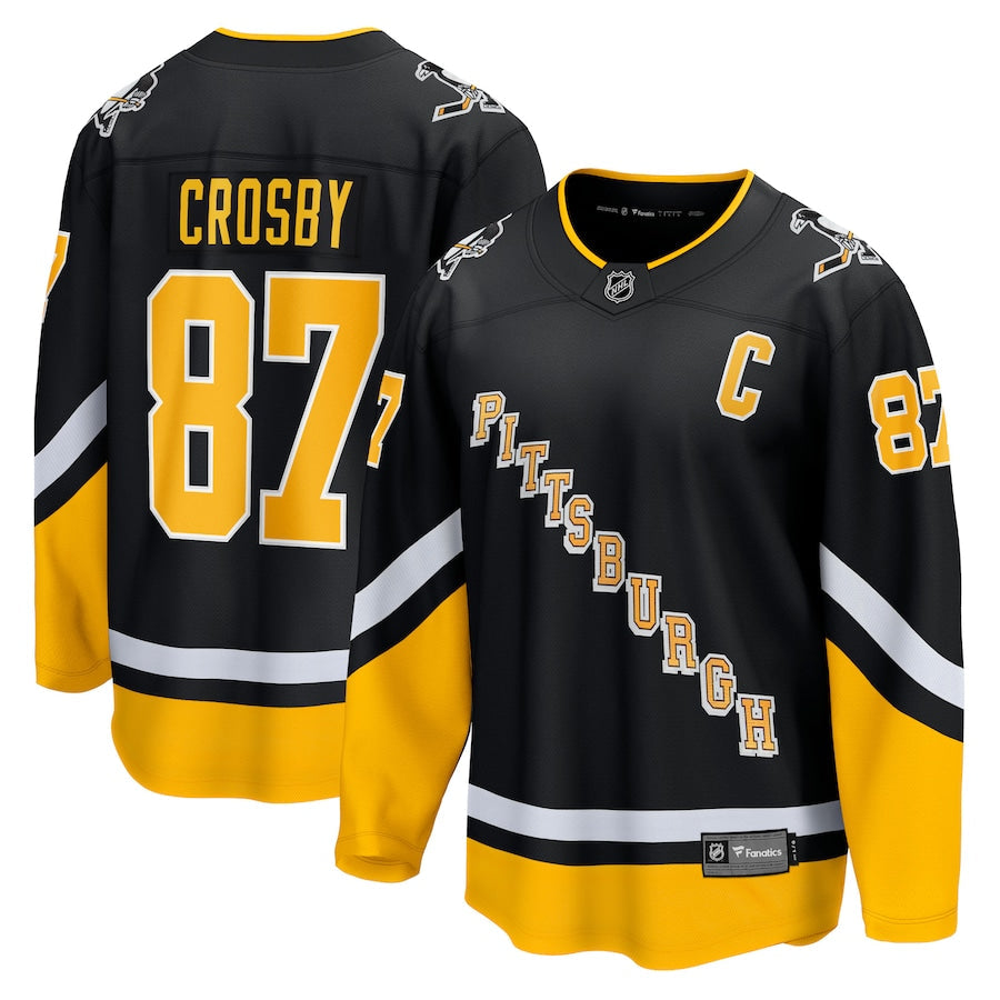 Men's Pittsburgh Penguins Sidney Crosby Fanatics Black 2021/22 Alternate Premier Breakaway Jersey