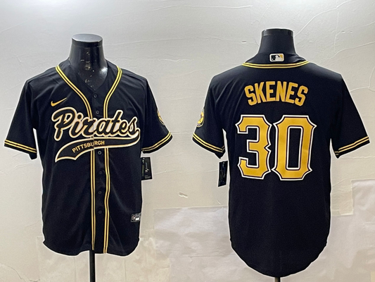 Men's Pittsburgh Pirates Paul Skenes Black Replica Game Jersey