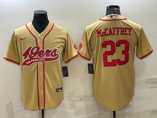 Men's San Francisco 49ers Christian McCaffrey Gold Game Jersey Joint Edition
