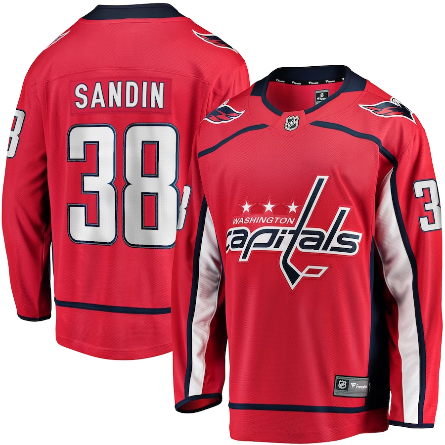 Men's Washington Capitals Rasmus Sandin Red Home Breakaway Player Jersey