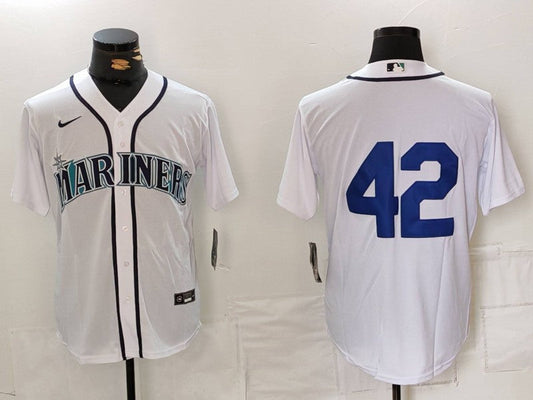 Men's Seattle Mariners #42 White 2024 Jackie Robinson Day Home Limited Jersey1