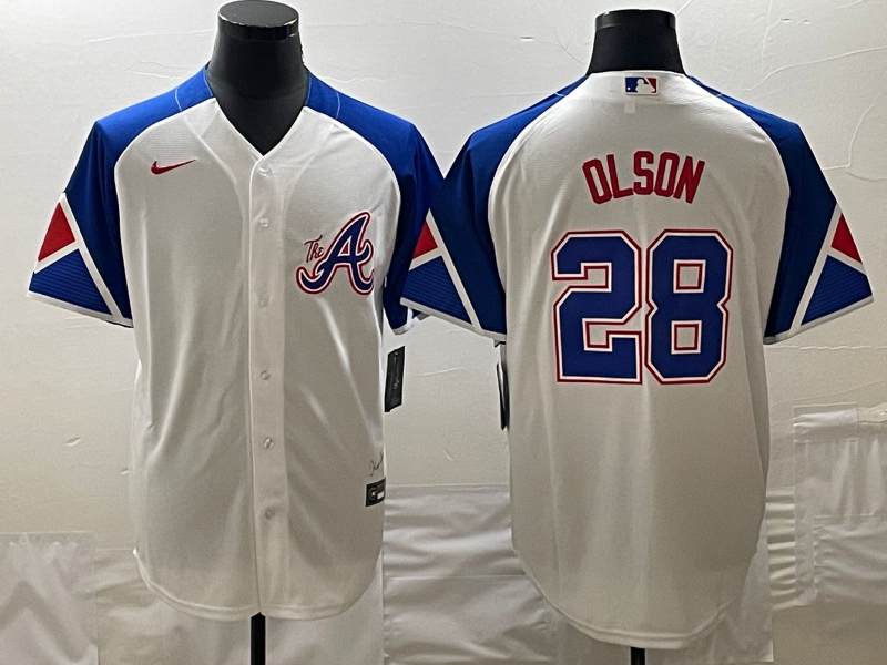 Men's Atlanta Braves Matt Olson  White 2023 City Connect Replica Player Jersey