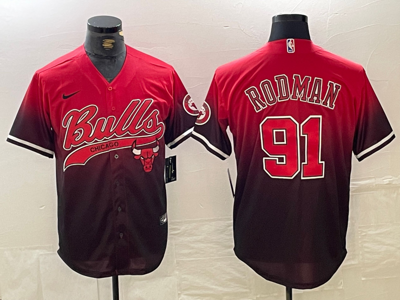 Men's Chicago Bulls Dennis Rodman #91 Red City Connect Replica Player Jersey