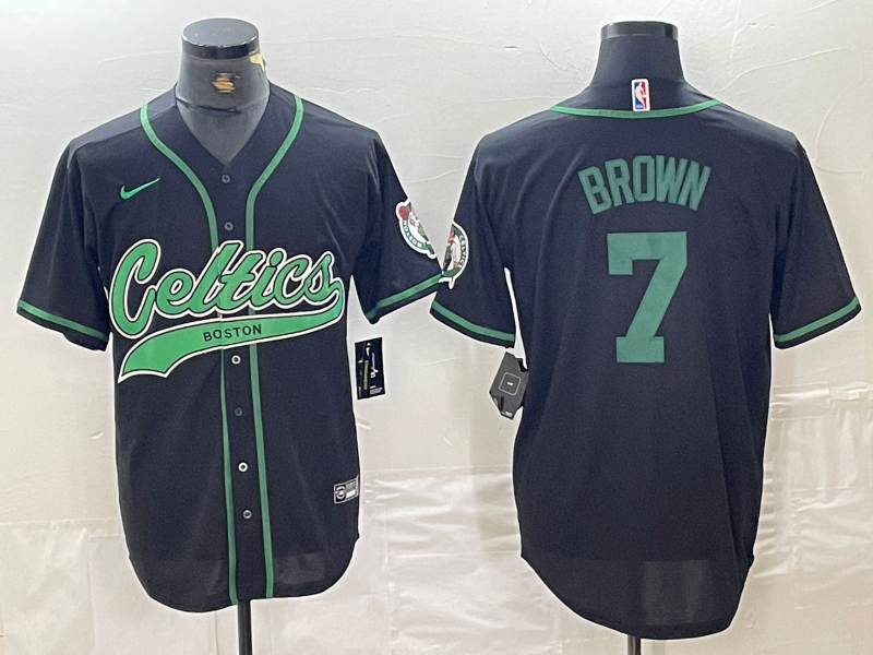 Men's Boston Celtics Jaylen Brown #7 Black Replica Player Jersey