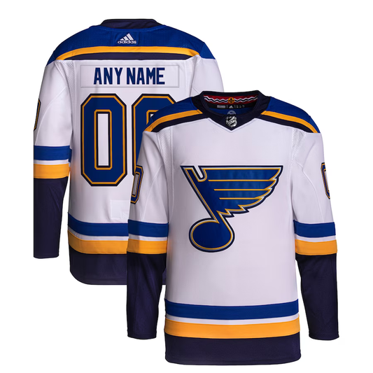 Men's St. Louis Blues White Away Primegreen Authentic Custom Jersey1