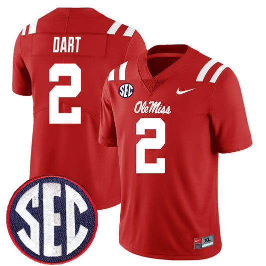 Jaxson Dart Ole Miss Rebels Jersey - Red