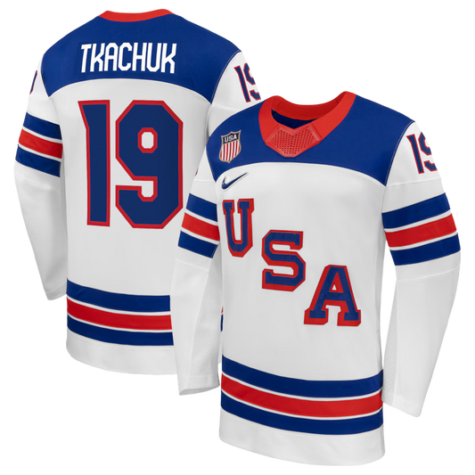 Matthew Tkachuk USA 2026 Olympic Away Jersey - White